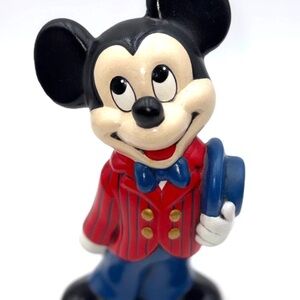 Vintage Mickey Mouse Ceramic Figurine Red Jacket Blue Hat Disney Japan